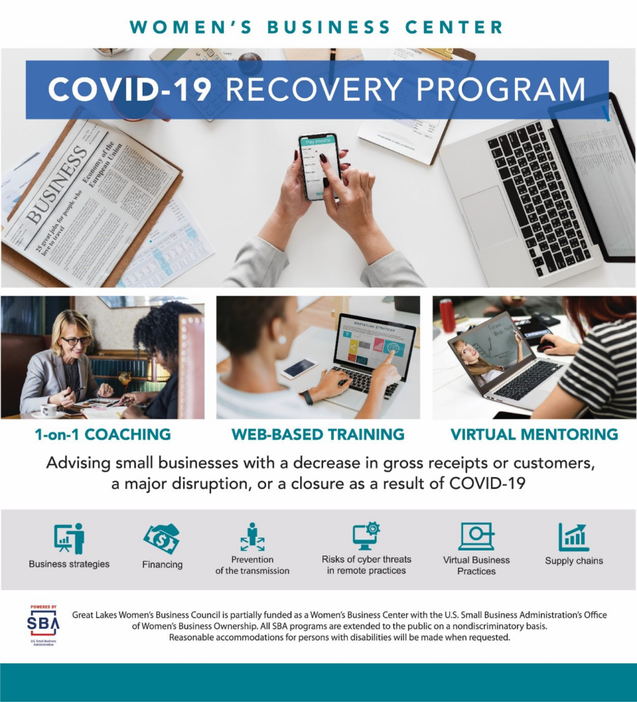 Women's Business Center COVID-19 Recover Program Flyer