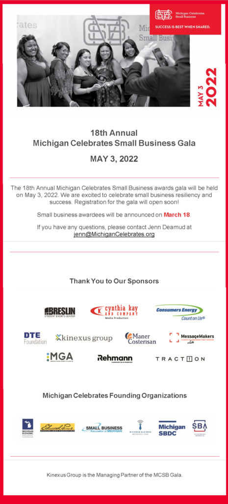 Michigan Celebrates Small Business Award 