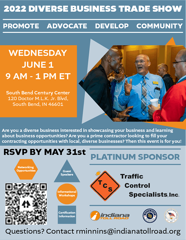 The ITR, City of South Bend, and South Bend Community Schools are hosting Diverse Business Trade Show. June 1st | South Bend Century Center.