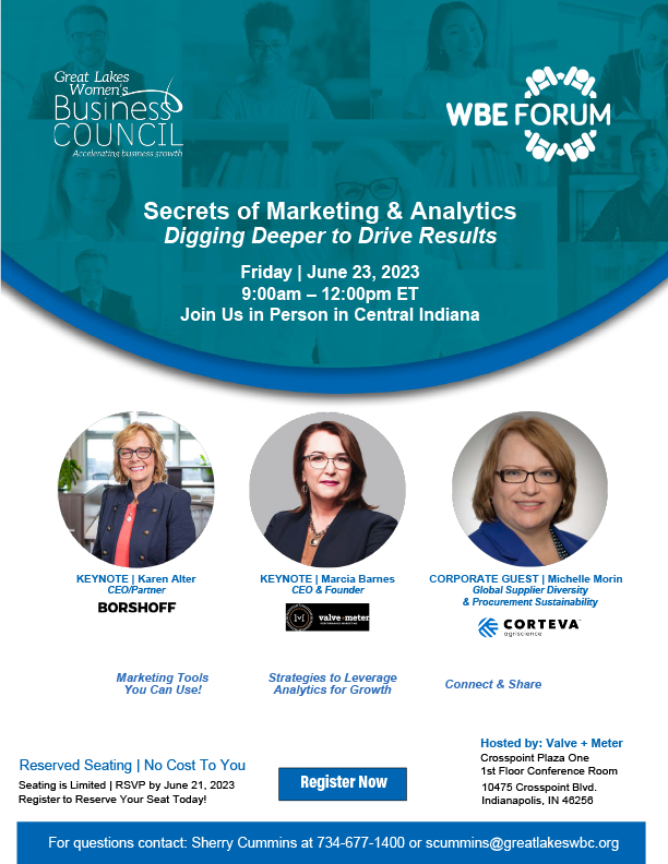 Karen Alter | Marketing Tools You Can Use!; Marcia Barnes | Strategies to Leverage Analytics for Growth; & Michelle Morin | Connect & Share